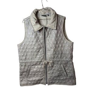 Onque Casual Womens XL Gray Quilted Lightweight Zip Vest Sleeveless Pockets Top